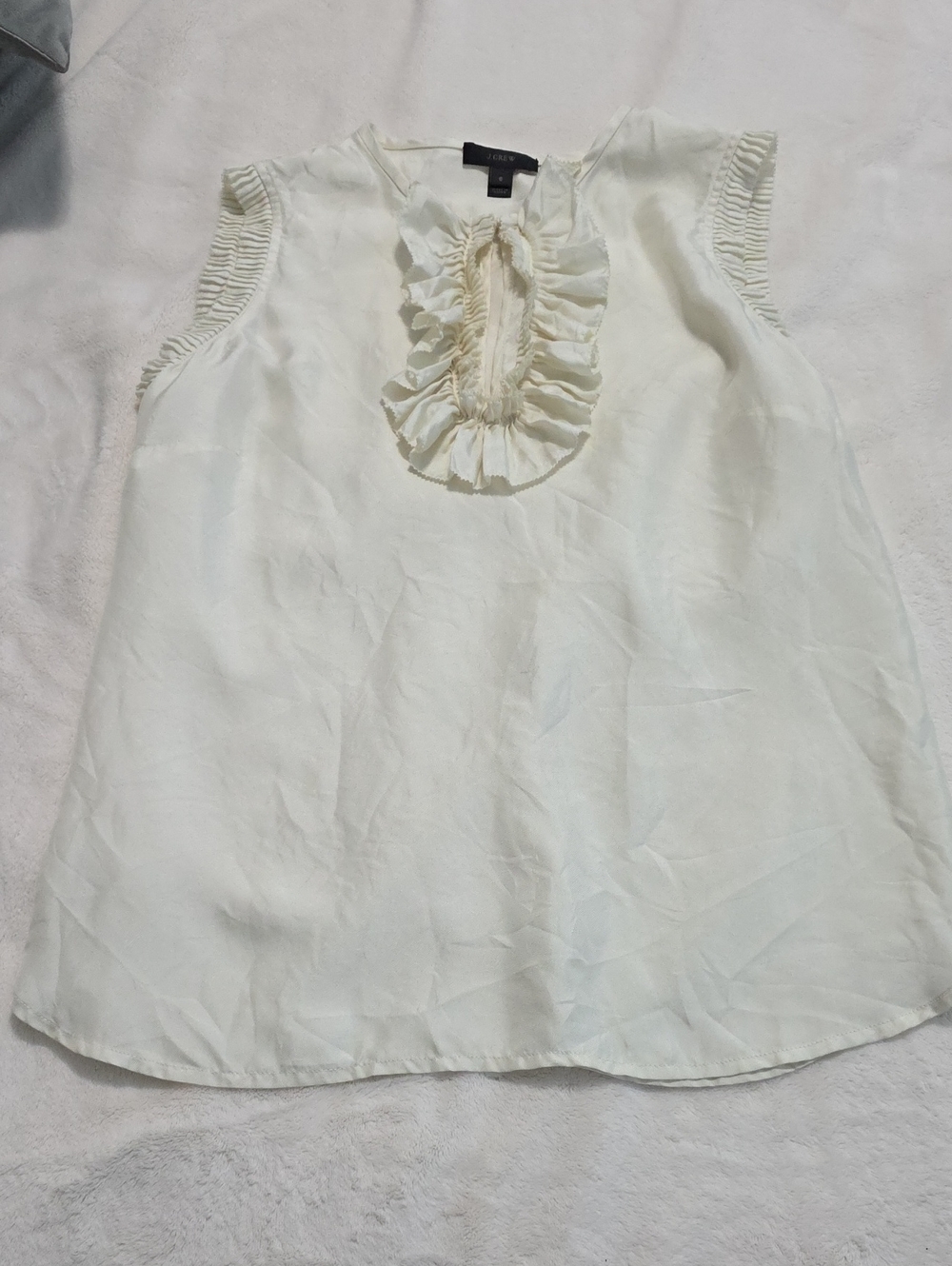 J.CREW MARGOT Silk sleeveless Ivory ruffled blouse Size 6